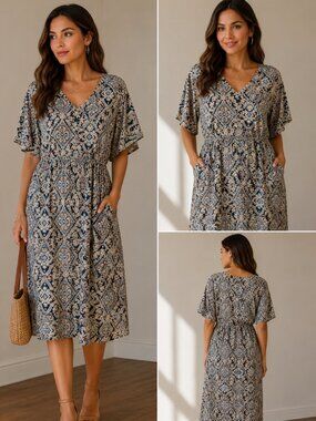 Emery Rose Women's Boho Floral Medallion Midi Dress - Size XL - NWT